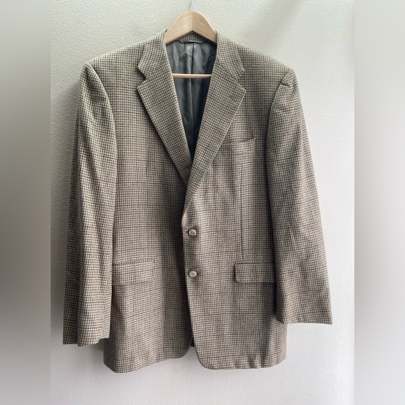 Barneys New York Hickey Freeman Wool Cashmere Suit Jacket Brown Men Size 42 - Picture 1 of 11